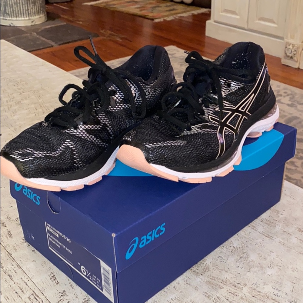 Black and frosted rose ASICS trainers